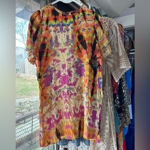Nasty Gal Rainbow Tie-Dye T-shirt Dress